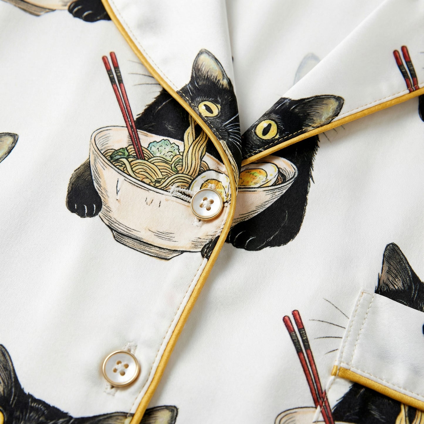 Black Cat Ramen Women's Pajama Set