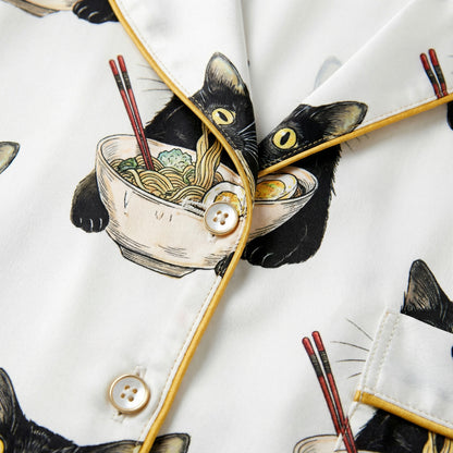 Black Cat Ramen Women's Pajama Set