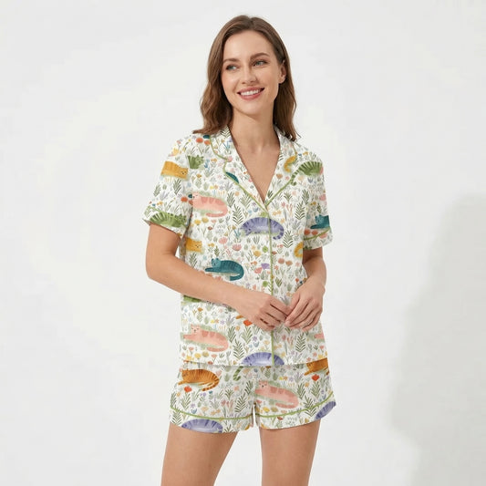 Colorful Flower Cats Women's Pajama Set