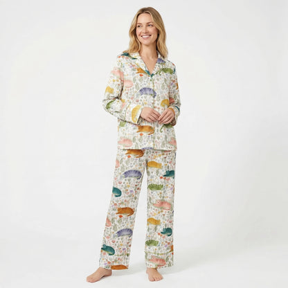 Colorful Flower Cats Women's Pajama Set