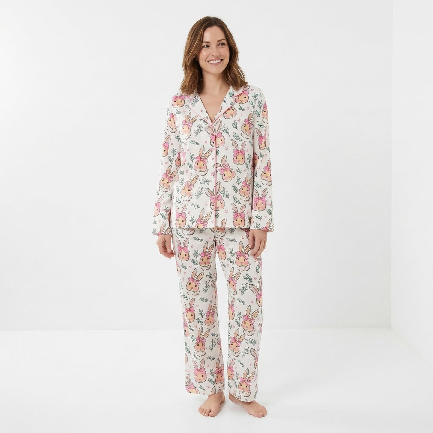 Cartoon Easter Bunnies Women's Pajama Set
