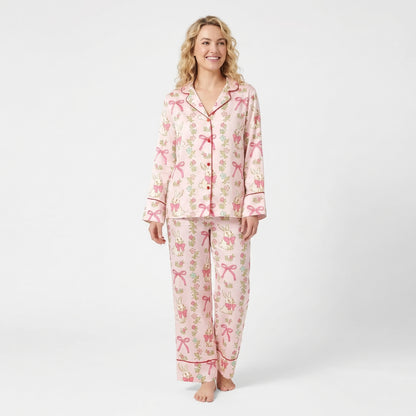 Pink Easter Bunny Bows Women's Pajama Set