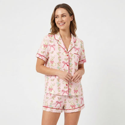 Pink Easter Bunny Bows Women's Pajama Set