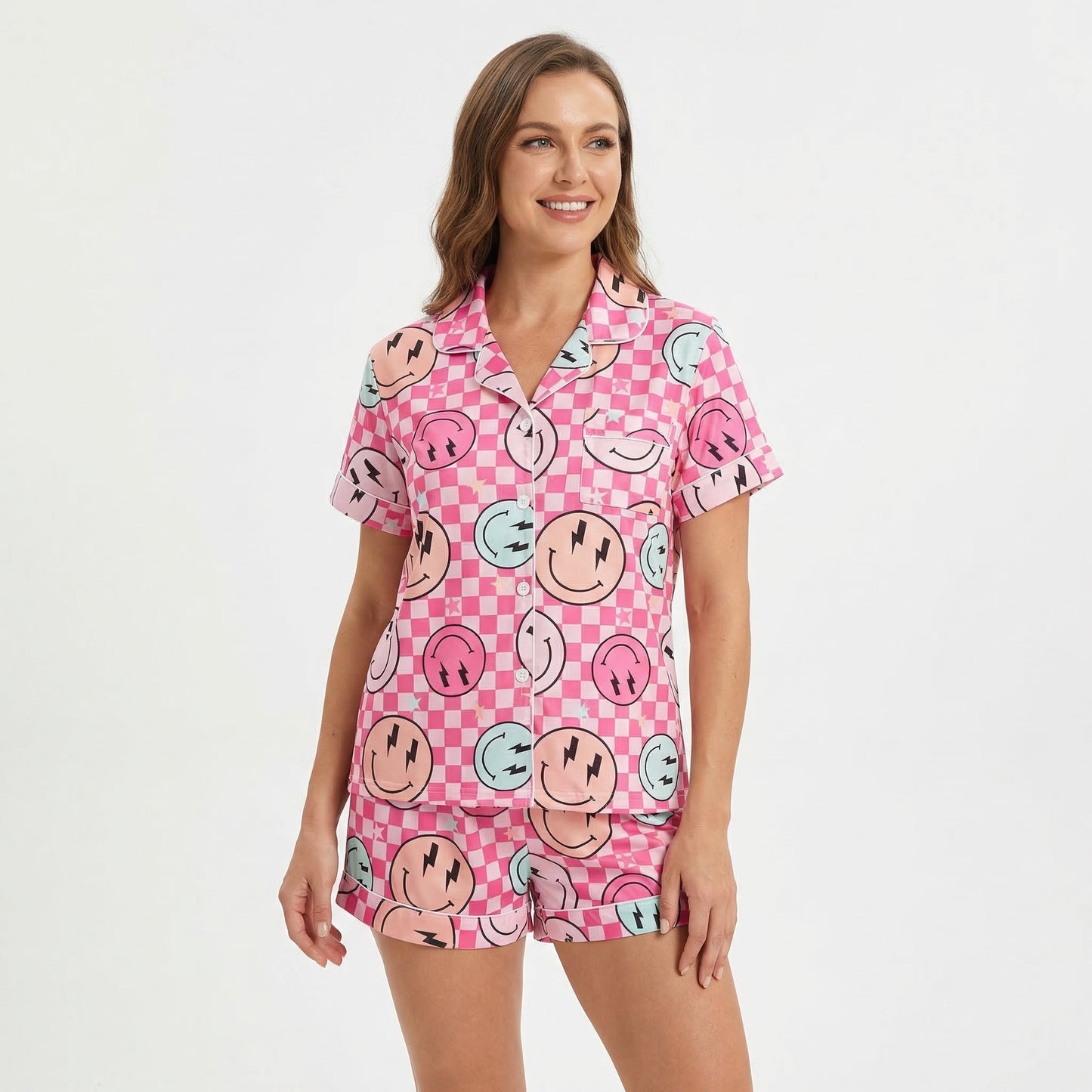 Neon Smiley Face Women's Pajama Set