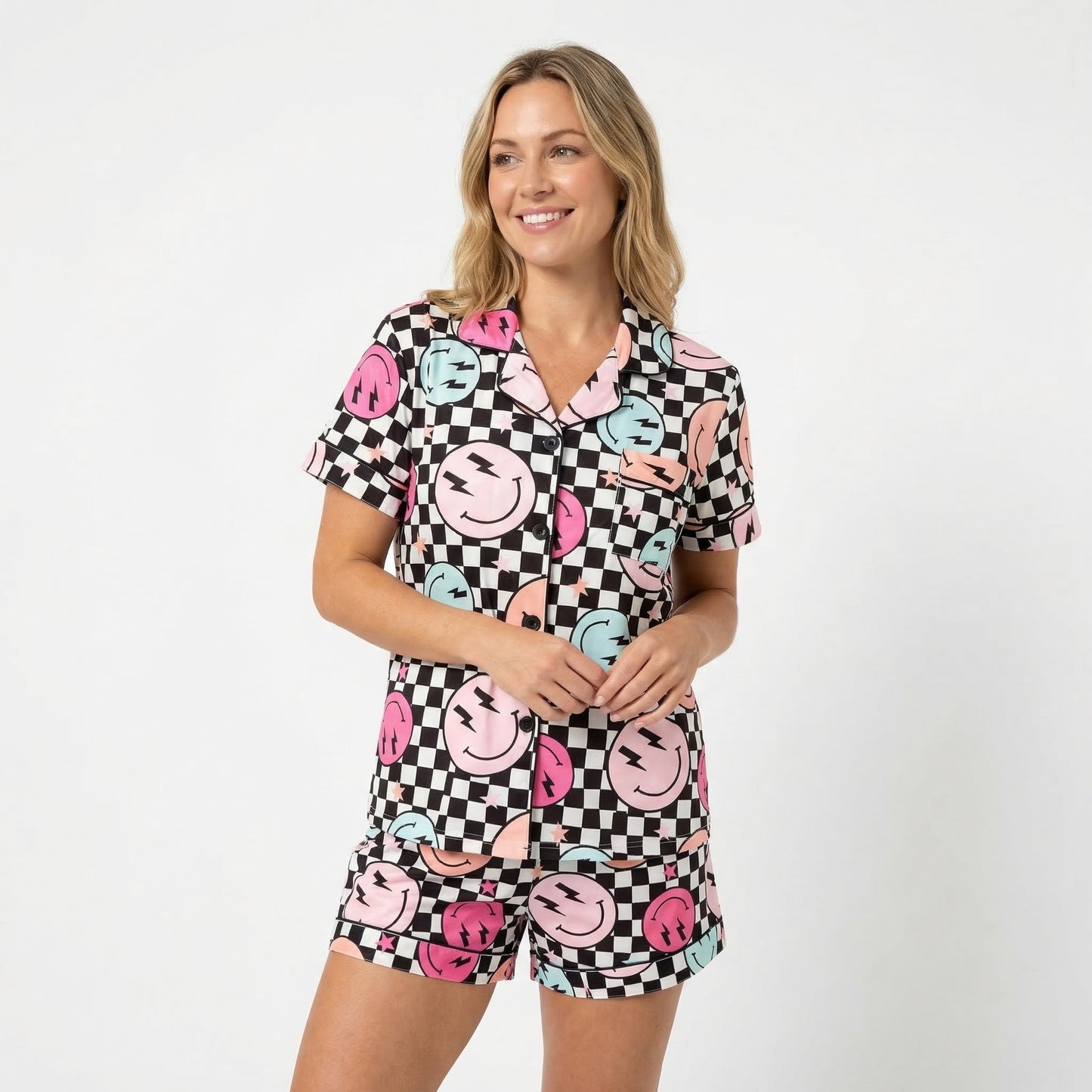 Neon Smiley Face Women's Pajama Set