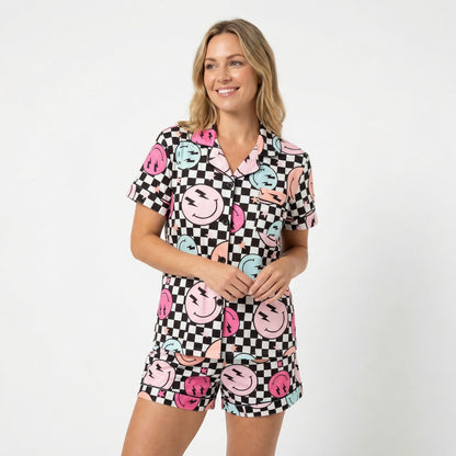 Neon Smiley Face Women's Pajama Set