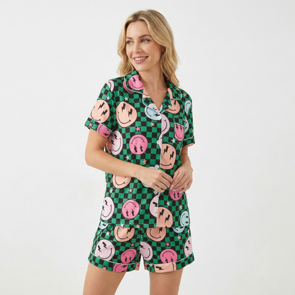 Neon Smiley Face Women's Pajama Set