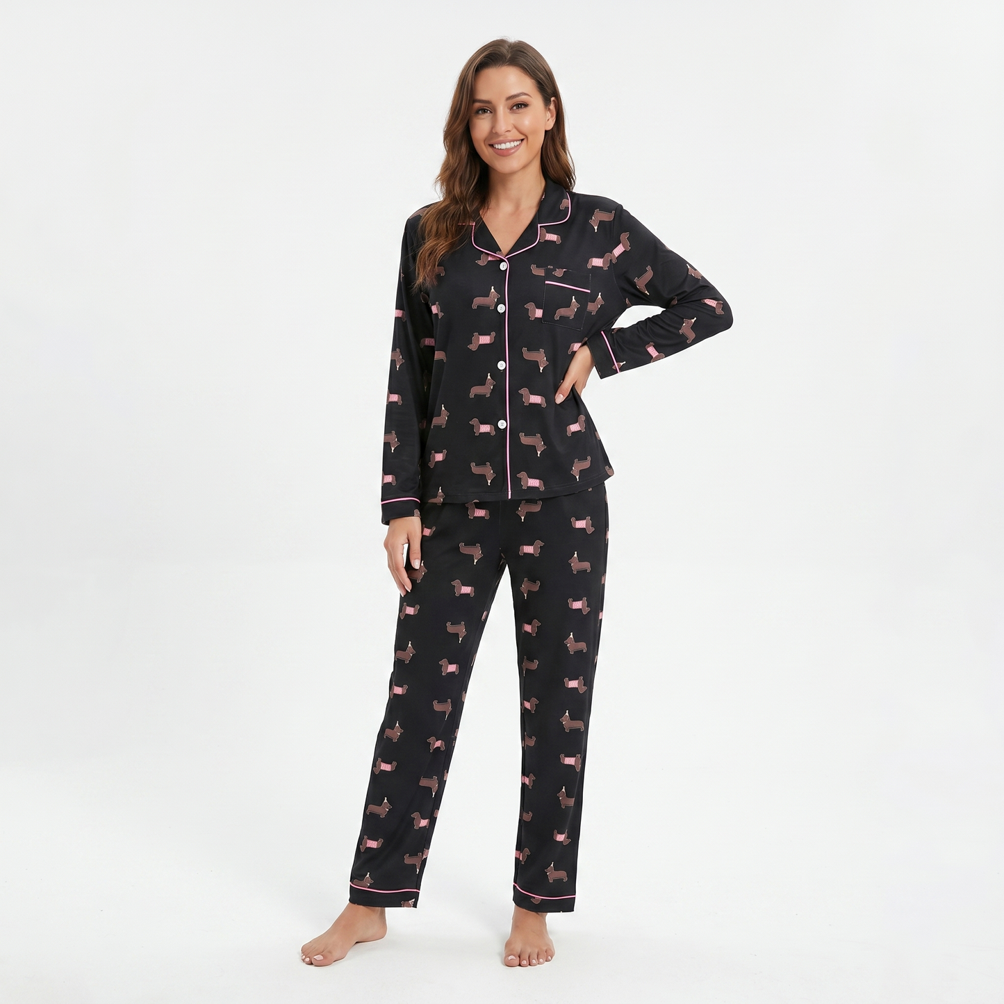Mini Pink Dachshund Pajamas