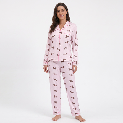 Mini Pink Dachshund Pajamas