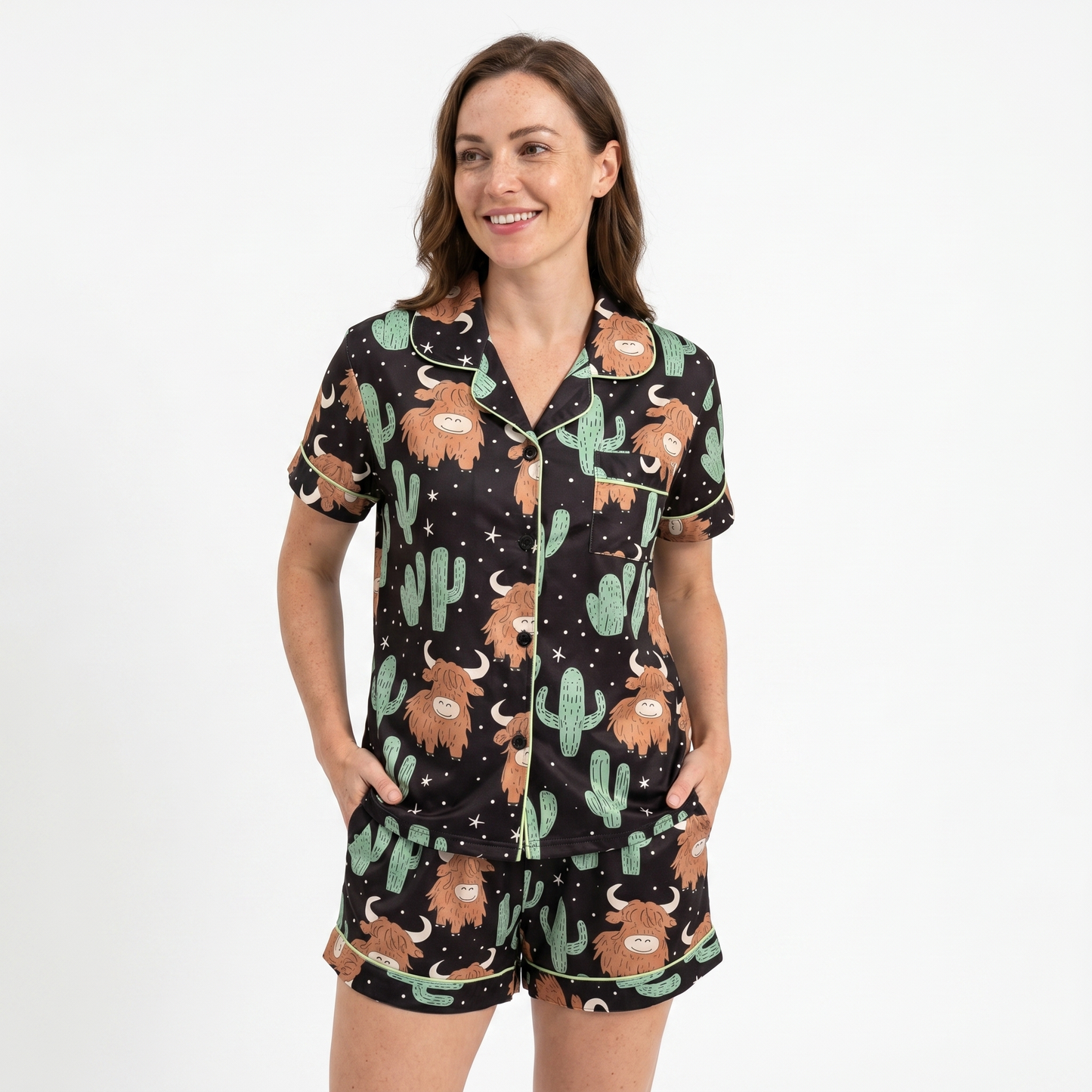 Highland Cow & Cactus Women's Pajama Set