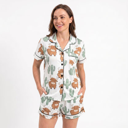 Highland Cow & Cactus Women's Pajama Set