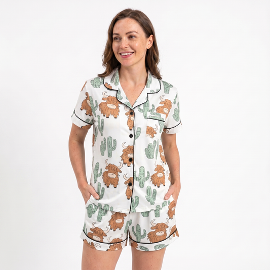 Highland Cow & Cactus Women's Pajama Set