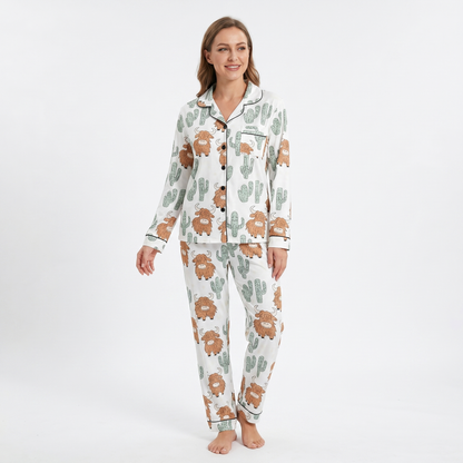 Highland Cow & Cactus Women's Pajama Set