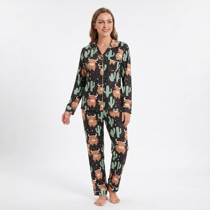 Highland Cow & Cactus Women's Pajama Set