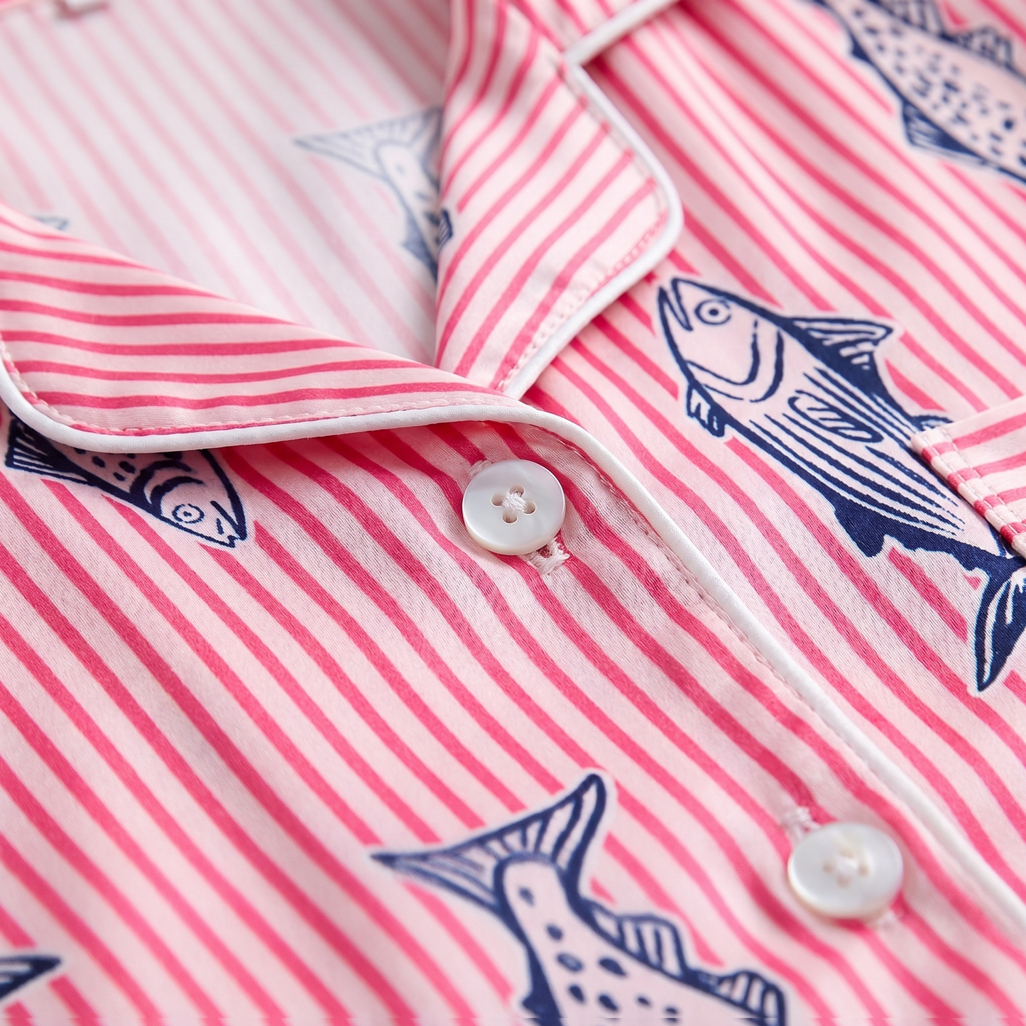 "Coastal Catch" Women's Striped Fish Pajamas