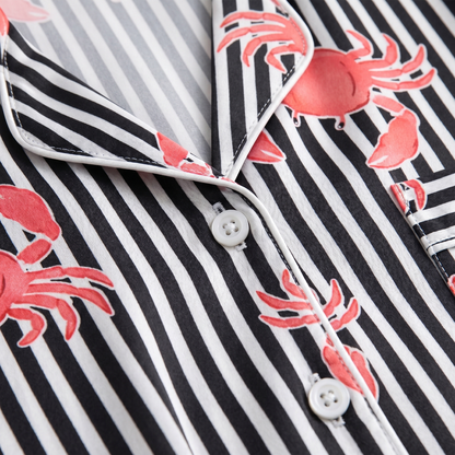 "Pinch Me" Women's Striped Crab Pajamas