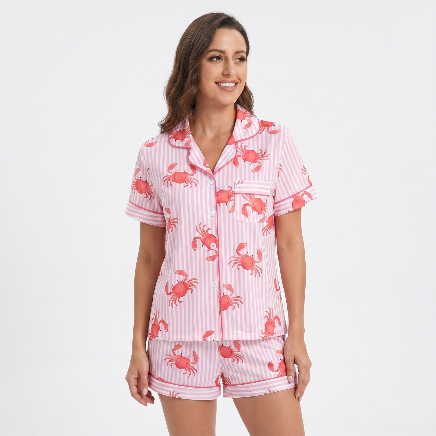 "Pinch Me" Women's Striped Crab Pajamas