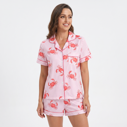 "Pinch Me" Women's Striped Crab Pajamas
