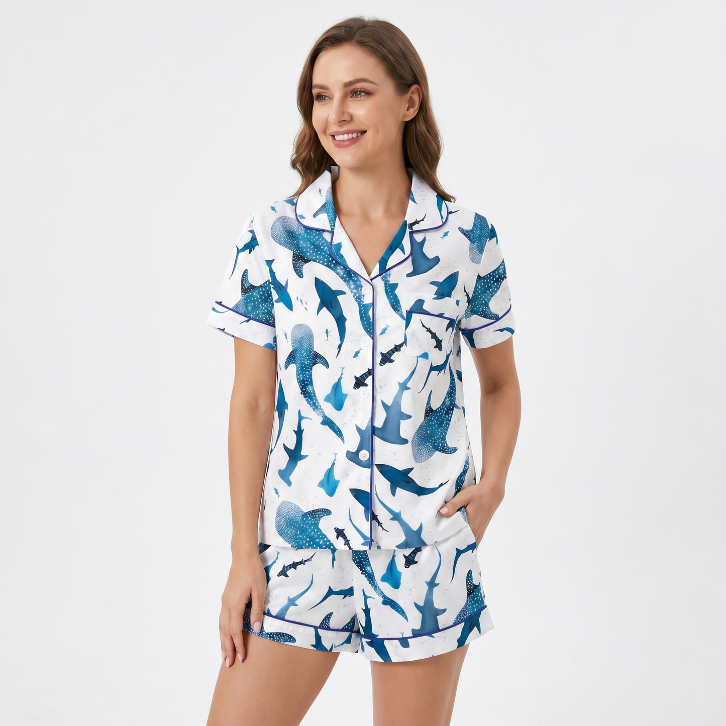 "Swimming with Sharks" Women's Shark Pajamas