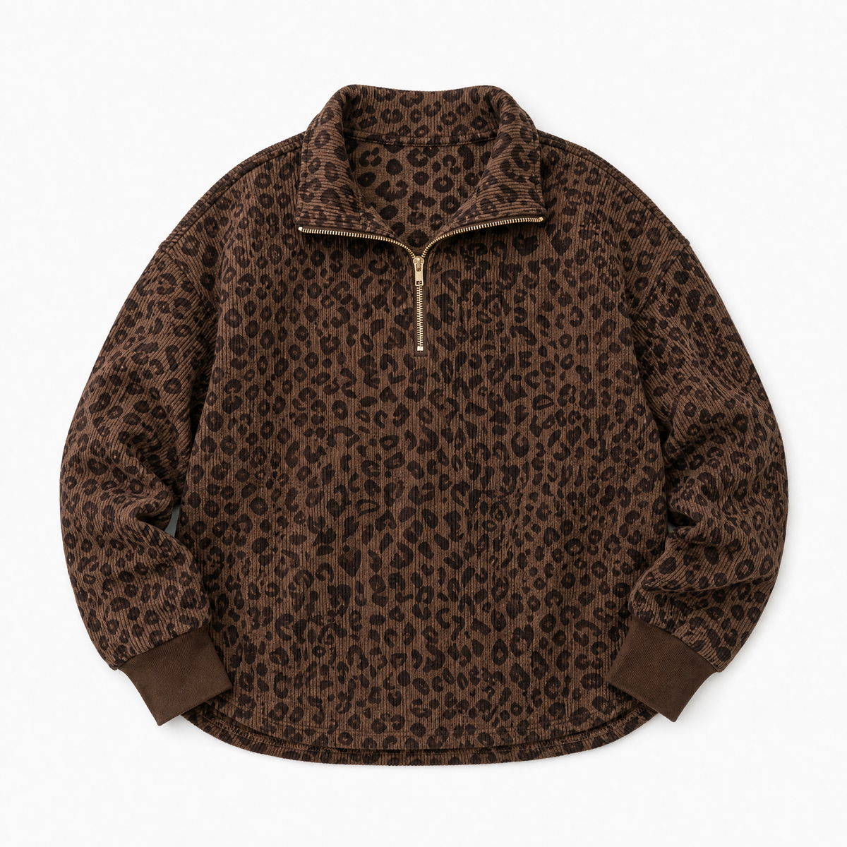 Leopard Print Women's Half-Zip Pullover