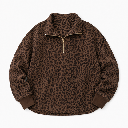 Leopard Print Women's Half-Zip Pullover