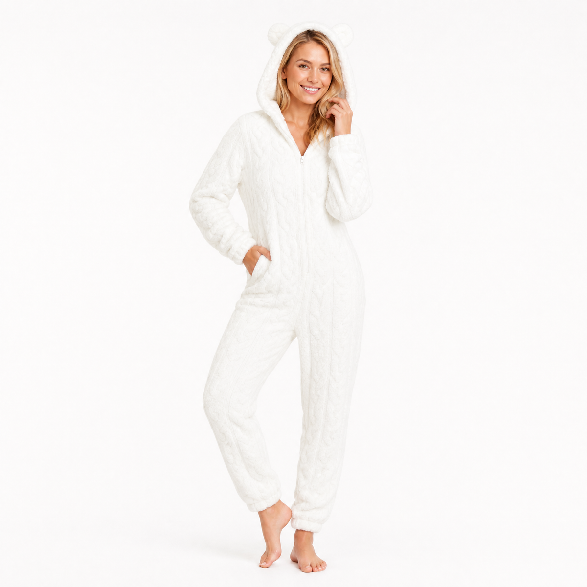 Teddy Bear Fuzzy Fleece Jumper Women's Onesie Pajamas