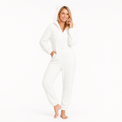 Teddy Bear Fuzzy Fleece Jumper Women's Onesie Pajamas