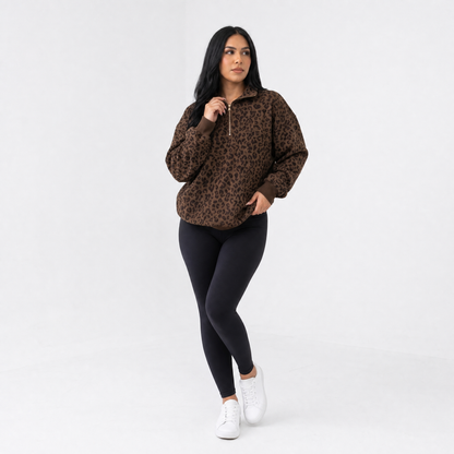 Leopard Print Women's Half-Zip Pullover